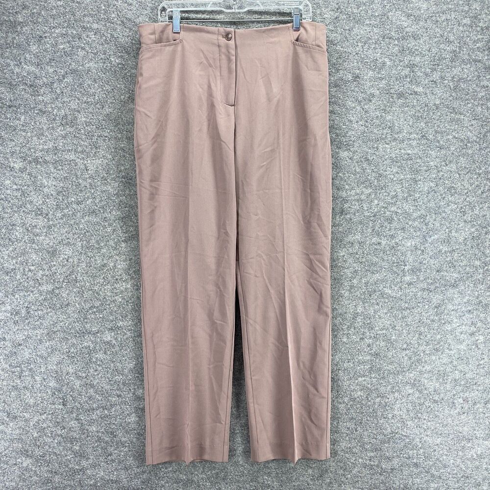 New Norm Thompson Pants Women 16P Petite Brown High Rise Pleated Rayon Pockets